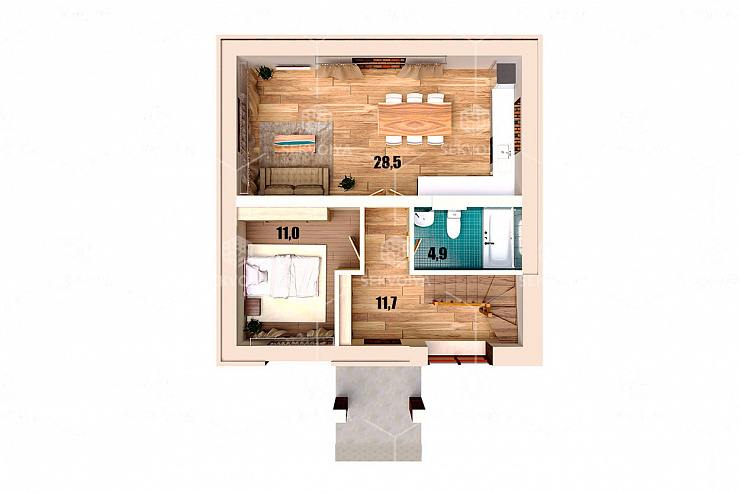 Дом с панорамными окнами «Монро» 120 м²
